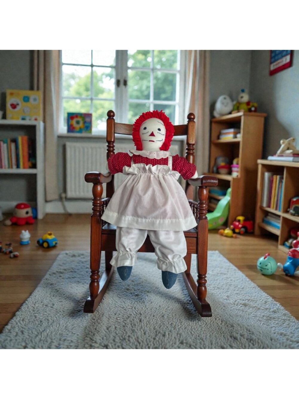 Vintage Raggedy Ann Style Cloth Doll Red Yarn Hair Farmhouse Decor